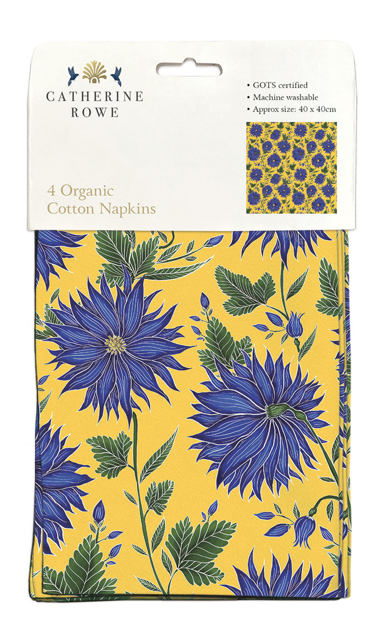 Museums Galleries Catherine Rowe Blue Flower Cloth Napkin Set CNA040