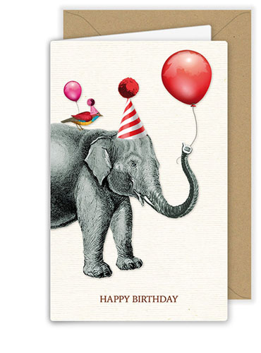 Acetetre - Elephant And Balloons Birthday Card #agb451