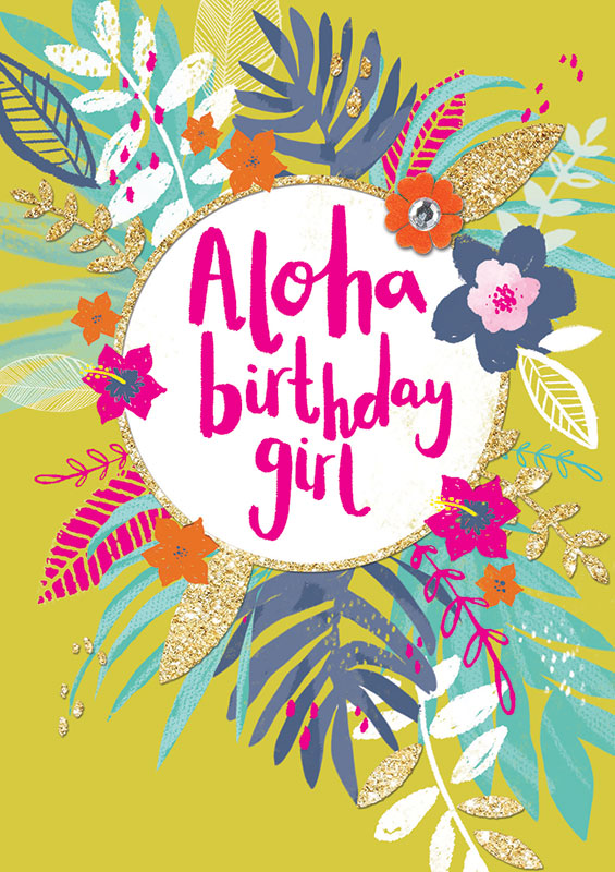Rachel Ellen Designs - Aloha Girl - Birthday Card #PEACH12