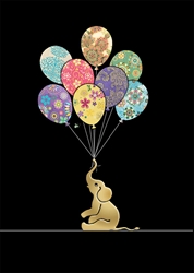Balloons Elephant Blank Card 