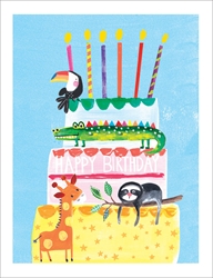 Cake with Animals Birthday Card Birthday