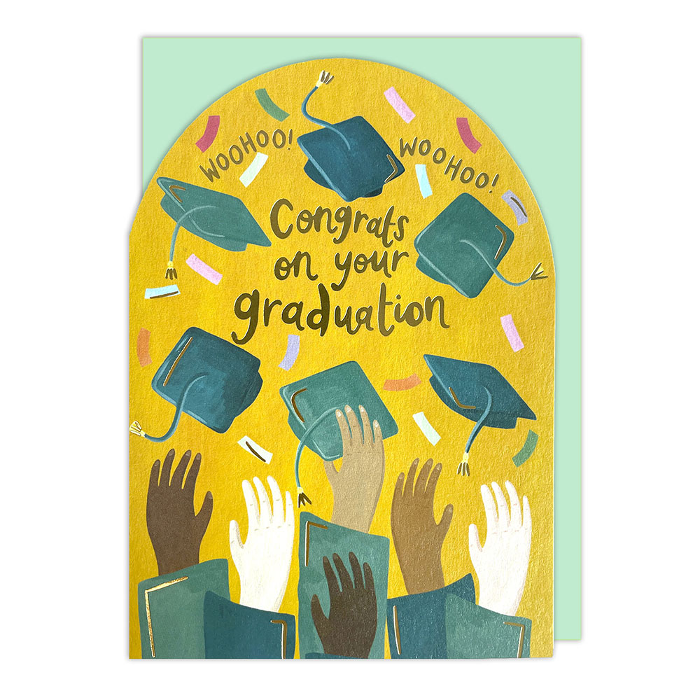 Raspberry Blossom - Hands with Hats Graduation Card #GOM34