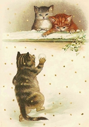 Cats with Snowballs Greeting Card