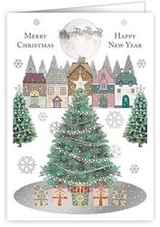 Christmas Tree in Town Square Greeting Card