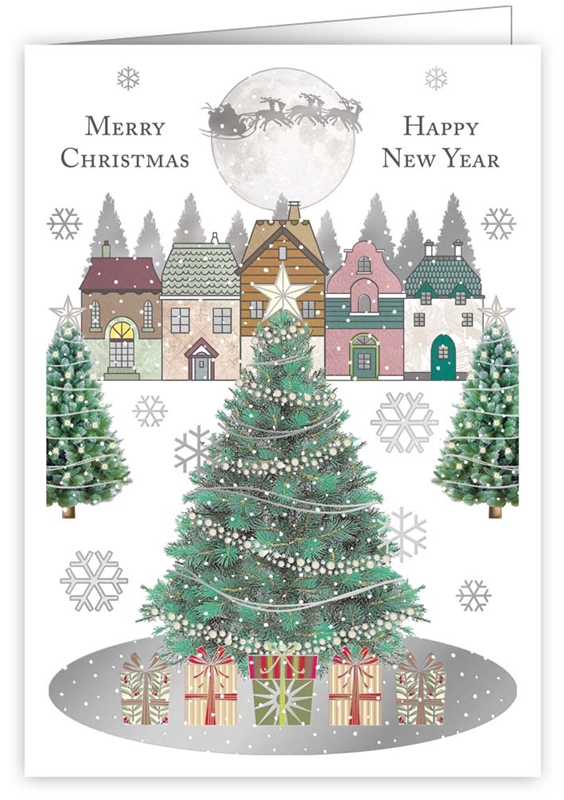 Christmas Tree in Town Square Greeting Card