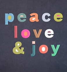 Colorful Peace Love and Joy Greeting Card