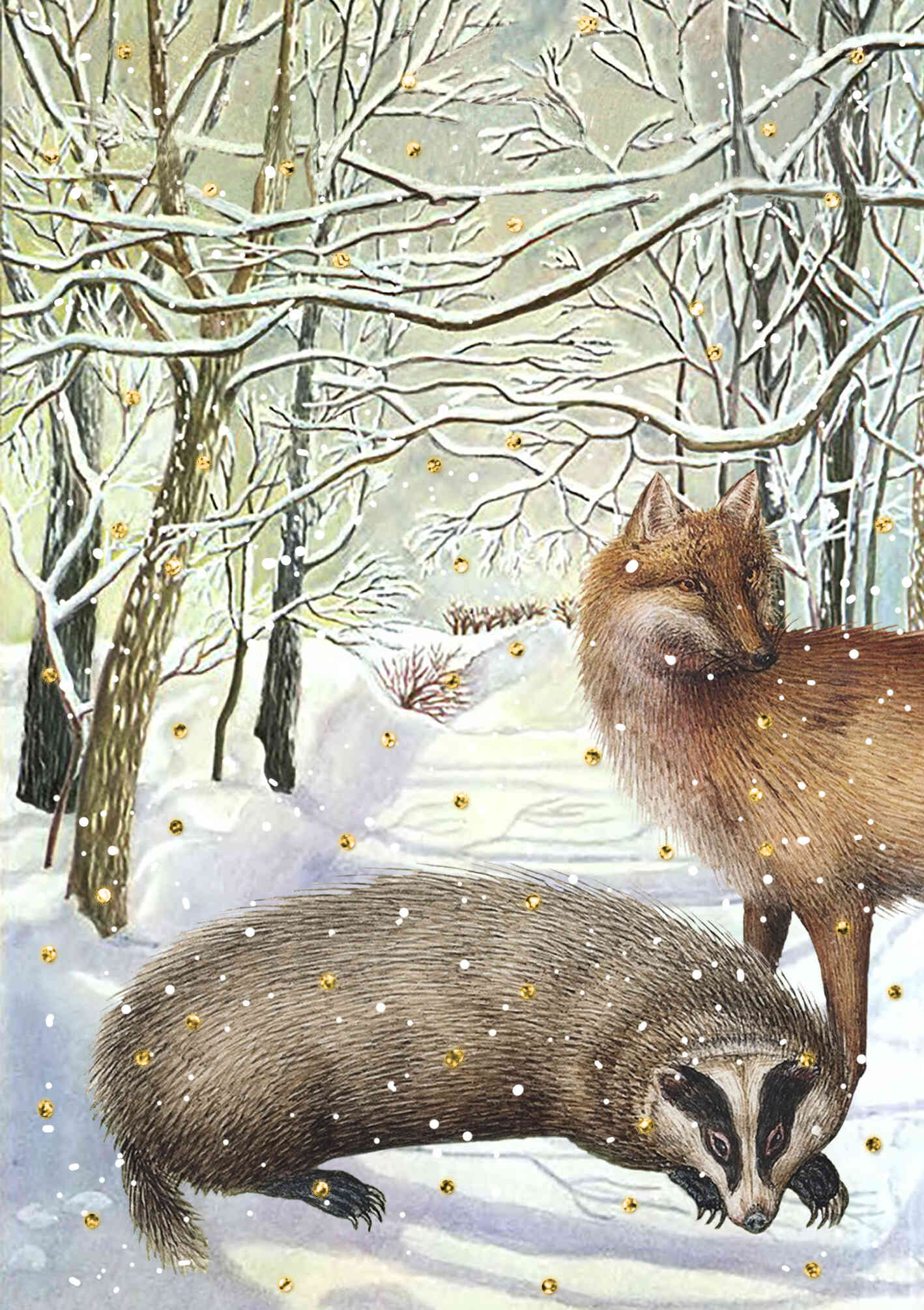 Fox and Badger Greeting Card