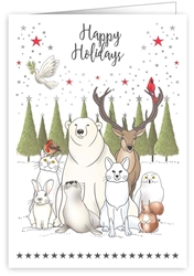Holiday Arctic Woodland Creatures Greeting Card