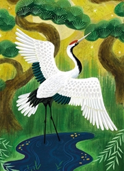 Japanese Crane Blank Greeting Card 