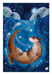 Moonlight and Otter Blank Card 