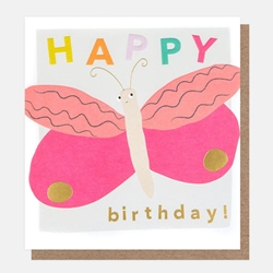 Pink Butterfly Birthday Card 
