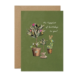 Plants and Birds Birthday Card 