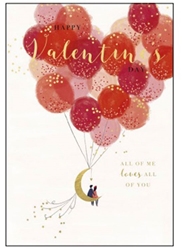 Balloons and Moon Valentines Card