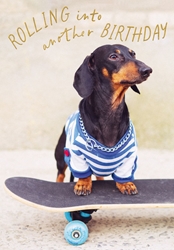 Skateboard Dog Birthday Card