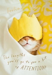 Get Well Blanket Cat Greeting Card