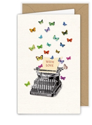 With Love Typewriter and Butterflies Card