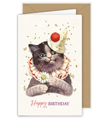 Cat and Flower Birthday Card