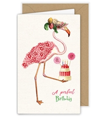 Flamingo and Cake Birthday Card