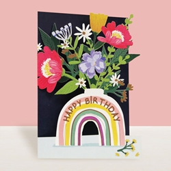 Diecut Rainbow Vase Birthday Card