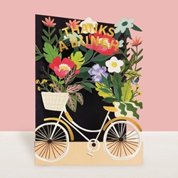 Diecut Bike and Flowers Thank You Card