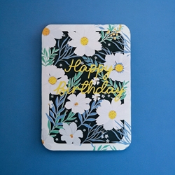 White Flowers Birthday Card