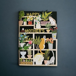 Plants and Cats Die Cut Mothers Day Card