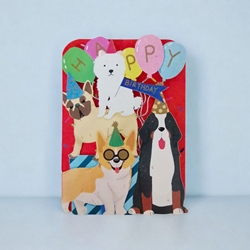 Birthday Diecut Party Dogs Greeting Card