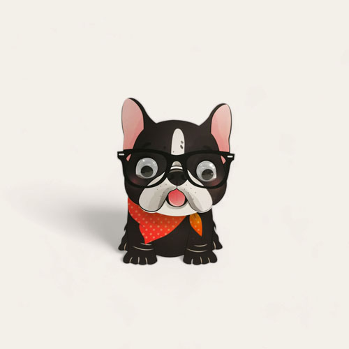 Wobbly Boston Terrier Blank Card