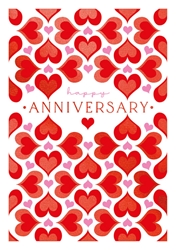 Pink and Red Hearts Anniversary Card