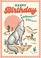 Happy Birthday Wolf Howling Card