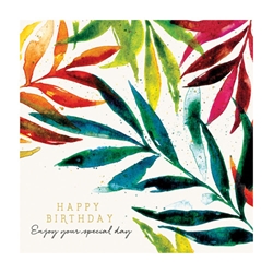 Watercolor Leaves Birthday Card