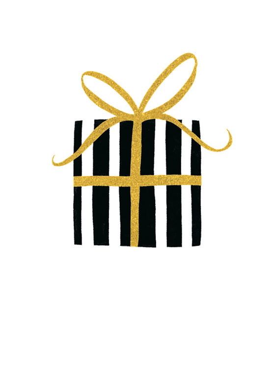 Black and Gold Present Blank Card