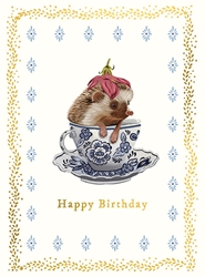 Teacup Hedgehog Birthday Card