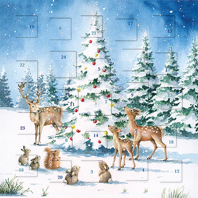 The Art File Deer Tree Advent Calendar Christmas Card AVC04