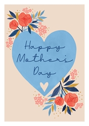 Blue Heart Mothers Day Card