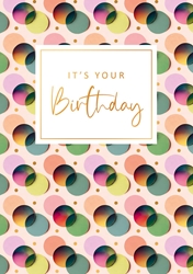 Pink and Green Dots Birthday Card