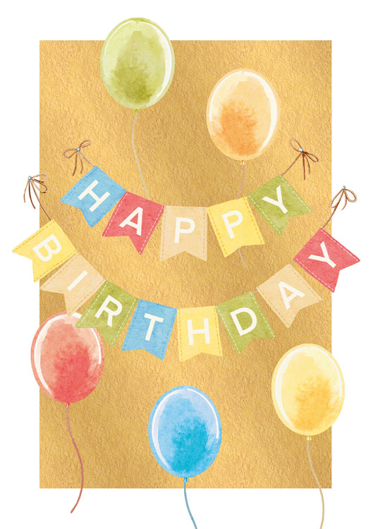 Banner and Balloons Birthday Card