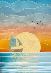 Blank Boat Sun Greeting Card