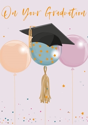 Cap and Balloons Graduation Card