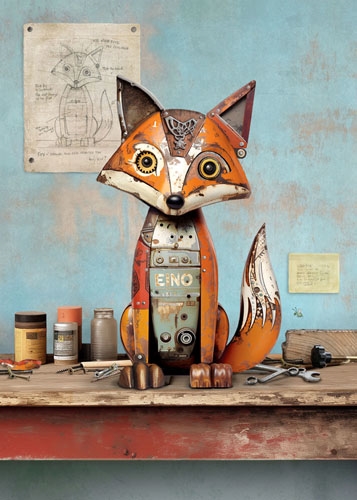 Scrap Metal Fox Greeting Card