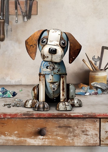 Scrap Metal Beagle Greeting Card