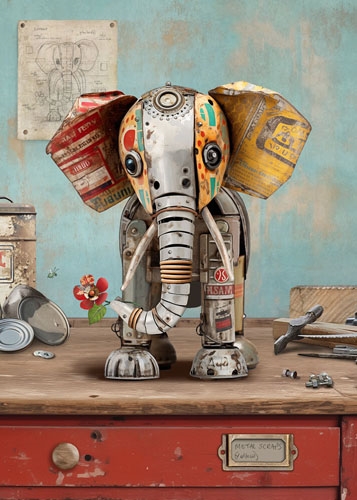 Scrap Metal Elephant Greeting Card