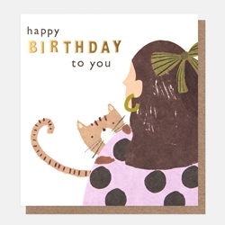 Shoulder Cat Birthday Card