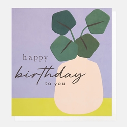 Vase and Leaves Birthday Card