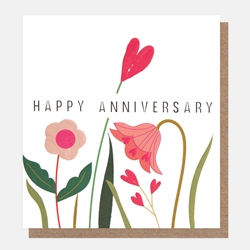 Flower Heart Anniversary Card