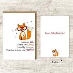 Roses & Foxes Valentines Day Card