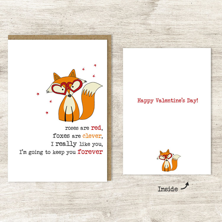 Roses & Foxes Valentine's Day Card