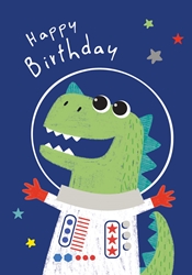 Birthday Space Dino Greeting Card