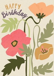 Orange Poppies Birthday Card