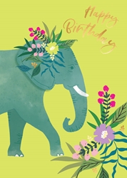 Elephant Flowers Birthday Card